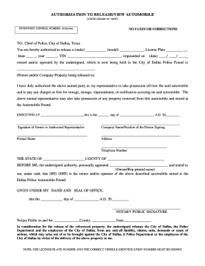 Dallas Impound  Form