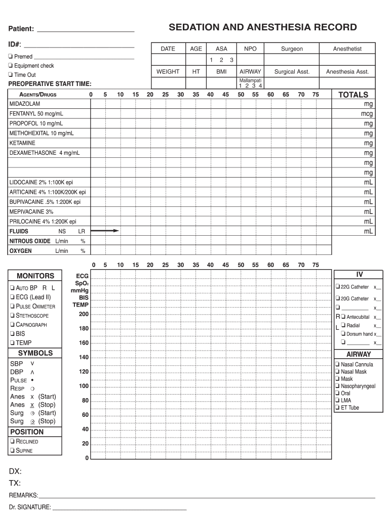 Sedation Anesthesia Record  Form