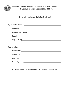 Sanitation Quiz  Form