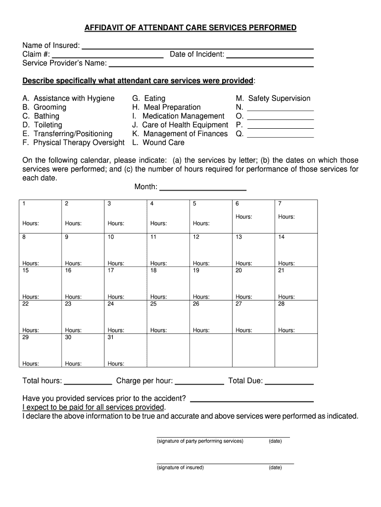 Attendant Care Forms