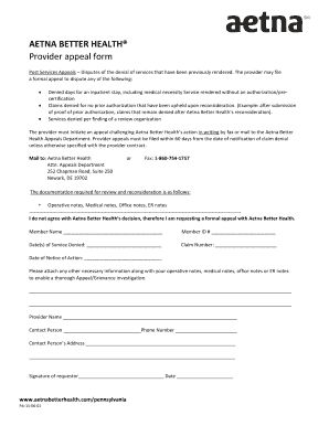 Aetna Appeal Form