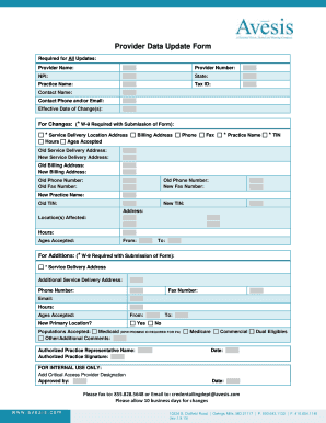 Provder Data Update Form with Avesis