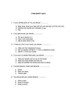 Fire Safety Quiz for Students PDF  Form