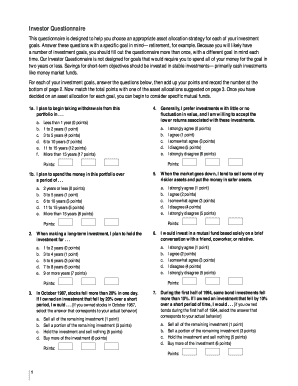 Vanguard Risk Profile Questionnaire  Form