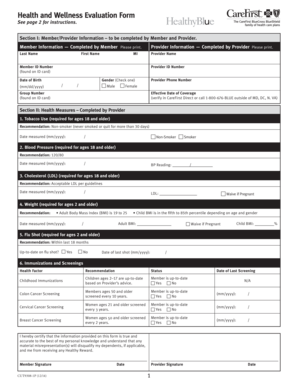  Health and Wellness Evaluation Form Health and Wellness Evaluation Form Bowiestate 2014-2024