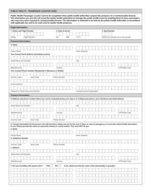 Passenger Locator Card PDF  Form