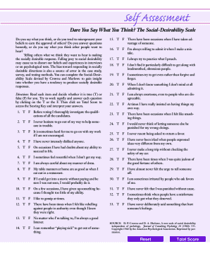 Dare You Say What You Think the Social Desirability Scale  Form