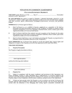 Tenants in Common Agreement PDF  Form