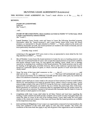 Printable Simple Hunting Lease Agreement  Form