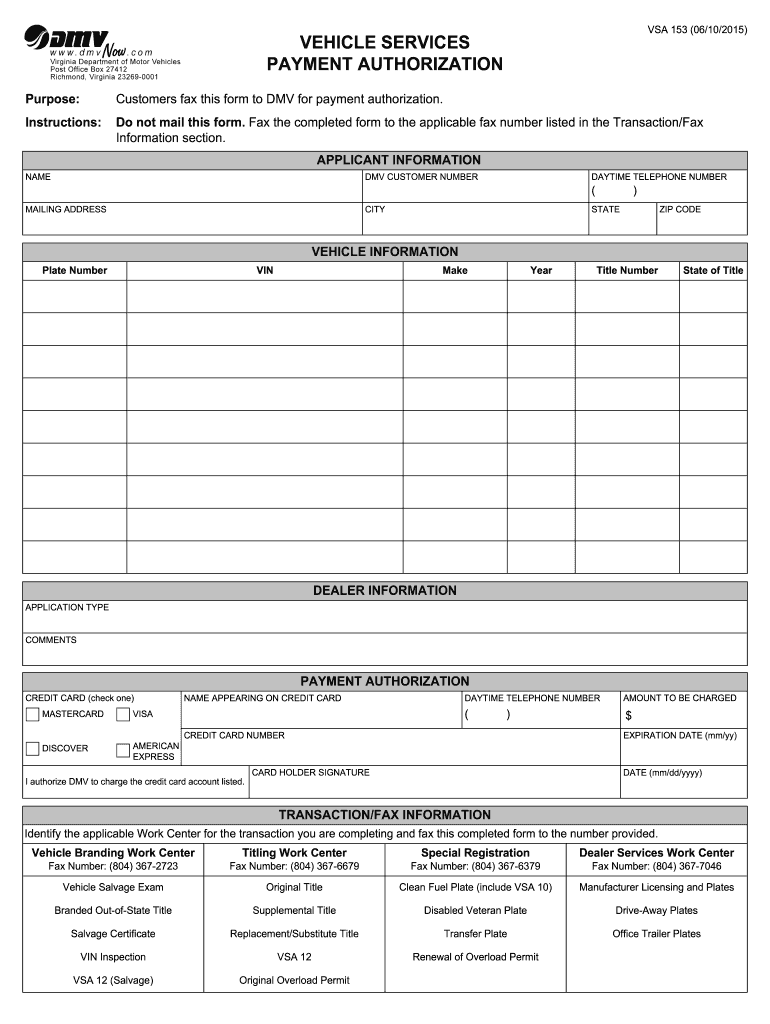  Customers Fax This Form to DMV for Payment Authorization 2015
