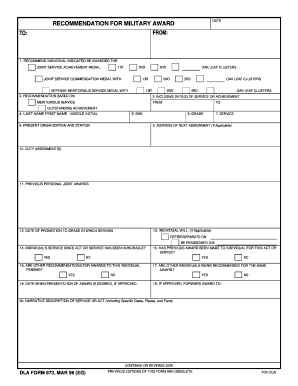 DLA Form 673, March Dla