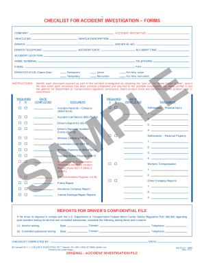 Accident Investigation Checklist  Form