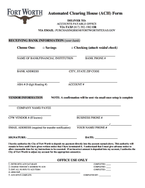 Download an ACH Form City of Fort Worth Fortworthtexas