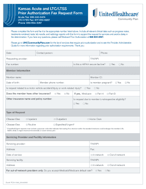 Kansas Acute and LTCLTSS Prior Authorization Fax Request Form