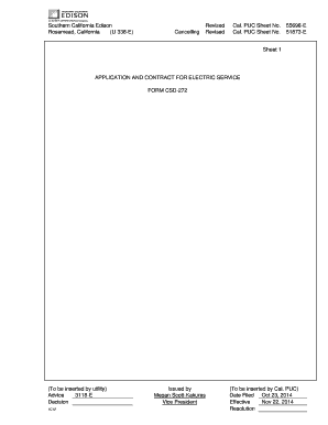  Application and Contract for Electric Service Southern California 2014-2024