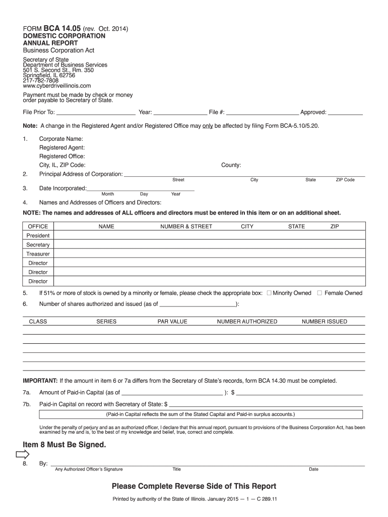 Illinois Corporate Annual Report Form PDF