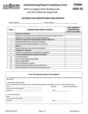 Commissioning Report Format