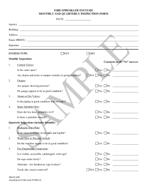 Sprinkler Inspection Form