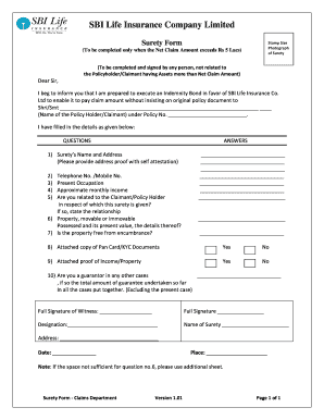 Sbi Life Insurance Claim Form PDF