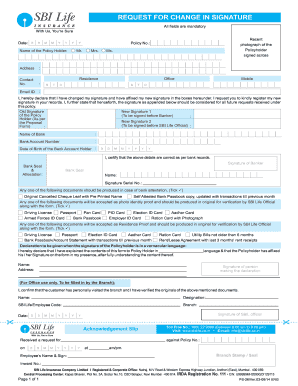 Sbi Signature Change Form