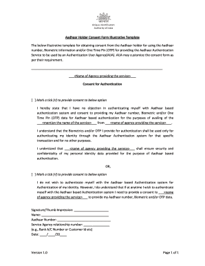 Aadhaar Consent Form Format