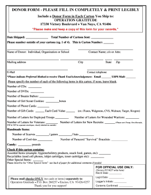 Donor Form Operation Gratitude