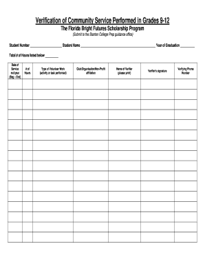 Verification of Community Service Form Duvalschools