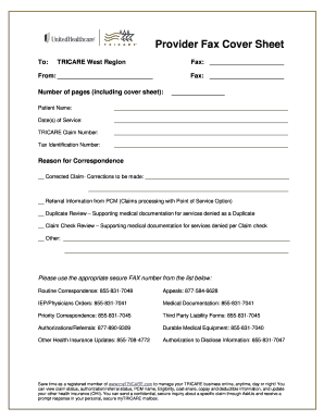 Tricare Fax Number  Form