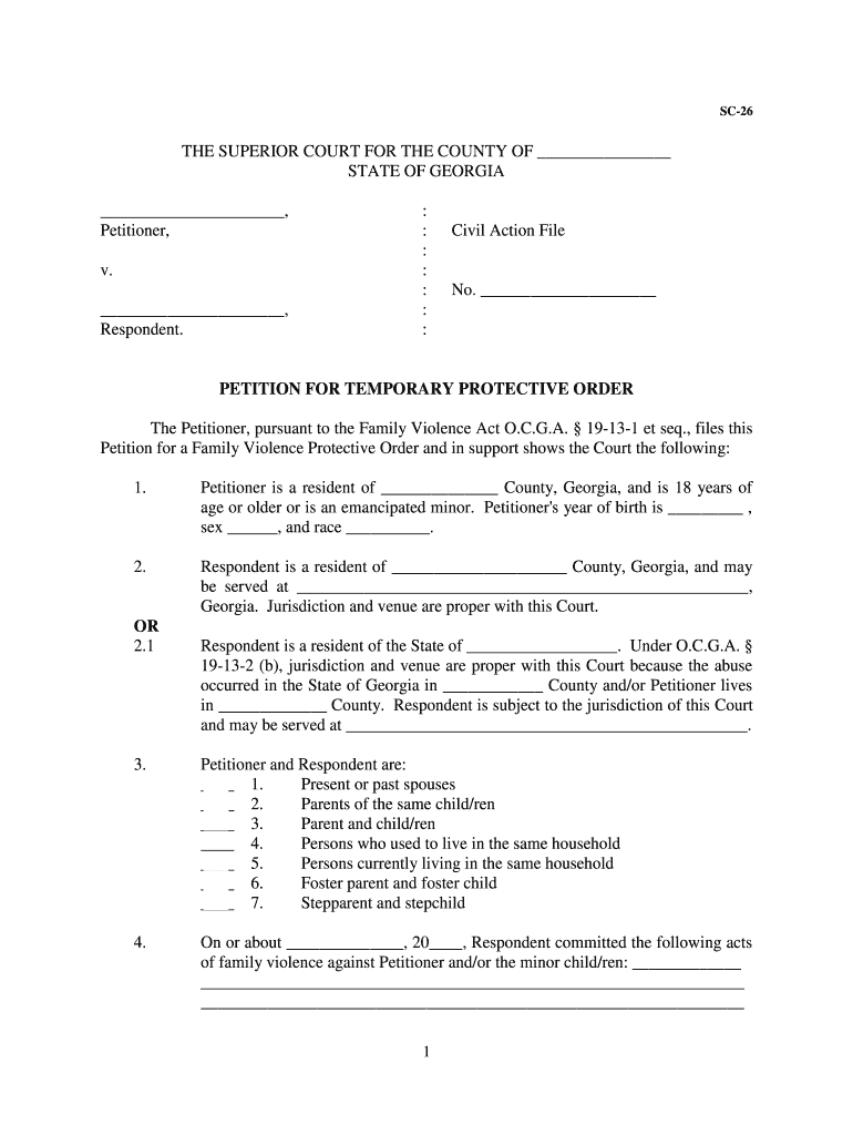  the Petitioner, Pursuant to the Family Violence Act at O Georgiacourts 2014-2024