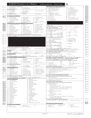 NARSIS Patient Care Report Confidential Record Keep NHTSA Dhhs Ne  Form