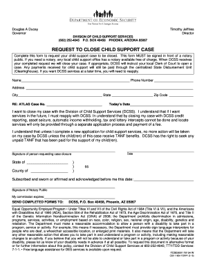 CSE 1160A Request to Close Child Support Case  Form