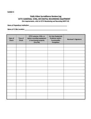 Cctv Log Book Template  Form