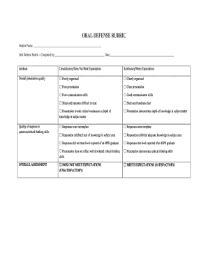 Rubrics for Title Defense  Form