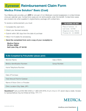 Medica Eyewear Reimbursement Form