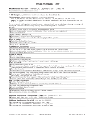 Porsche Cayenne Maintenance Schedule PDF  Form
