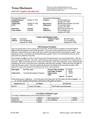 T 64 Texas Disclosure  Form