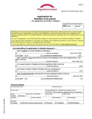 Sweden Work Permit  Form