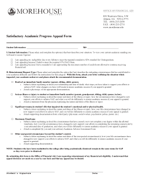  SAP Appeal Progress Appeal Form Morehouse 2015-2024