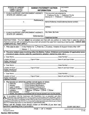 Hawaii Paternity Action Information