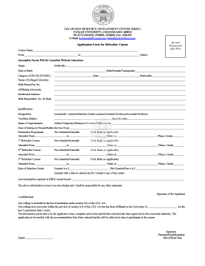 Hrdc Panjab University  Form