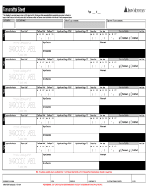 Iron Mountain Transmittal Sheet  Form