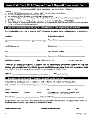 Direct Deposit Enrollment Form New York Child Support