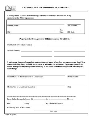 Leaseholder Affidavit  Form