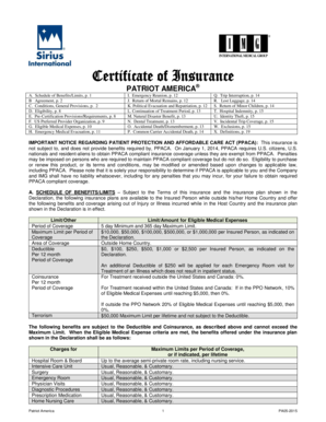 Patriot America Travel Health Insurance for Non US Citizens Traveling to USA and Other Countries Patriot America Travel Health I  Form