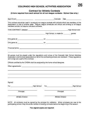 Contract for Athletic Contests CHSAA  Form