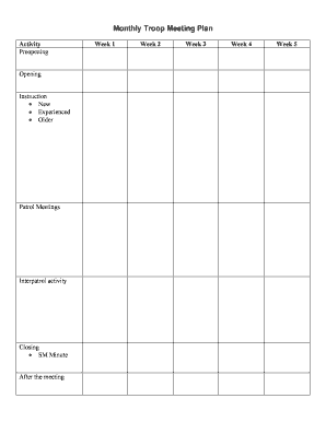 Scout Meeting Planner  Form