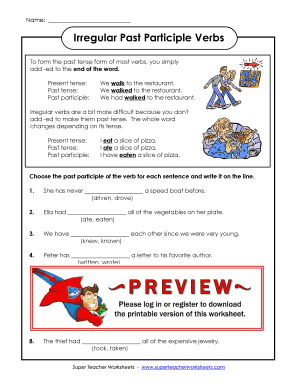 Irregular Verbs Worksheet Super Teacher  Form