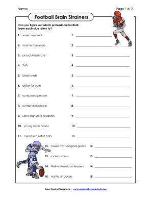 Football Brain Strainers  Form