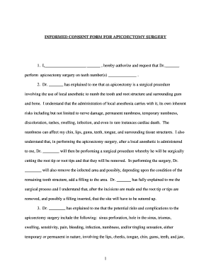 Apicoectomy Consent Form