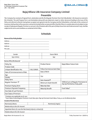 Schedule Bajaj Allianz Life Insurance Company Limited Preamble  Form